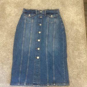 Denim button down skirt